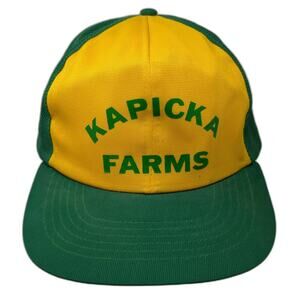 Sportcap Kapicka Farms Yellow Green Mesh Trucker Hat Size L Snapback Vintage